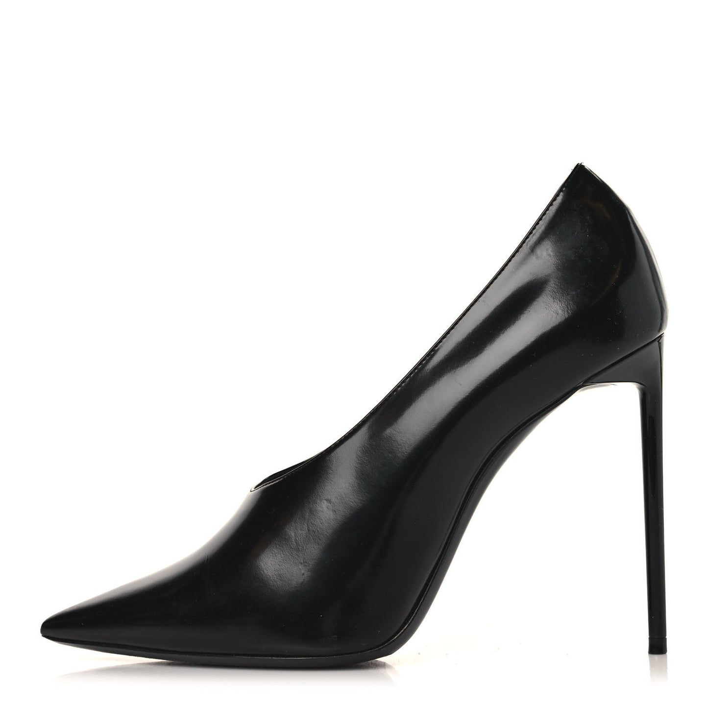 Patent Calfskin Teddy High Vamp 105 Pumps 38 Black