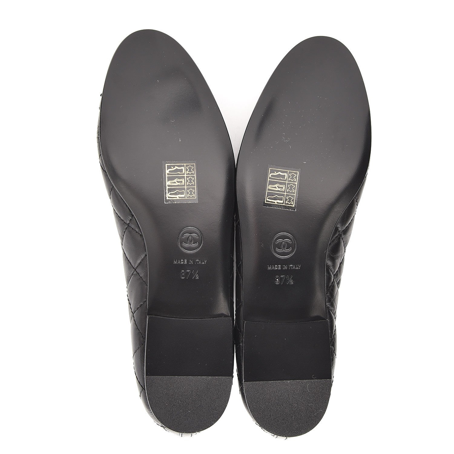 Chanel Aged Calfskin Quilted Cap Toe Ballerina Flats 37.5 Black 5 of 9