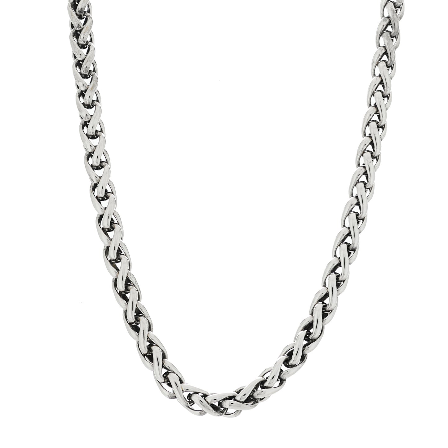 Sterling Silver 14K Yellow Gold 6mm Wheat Chain Necklace