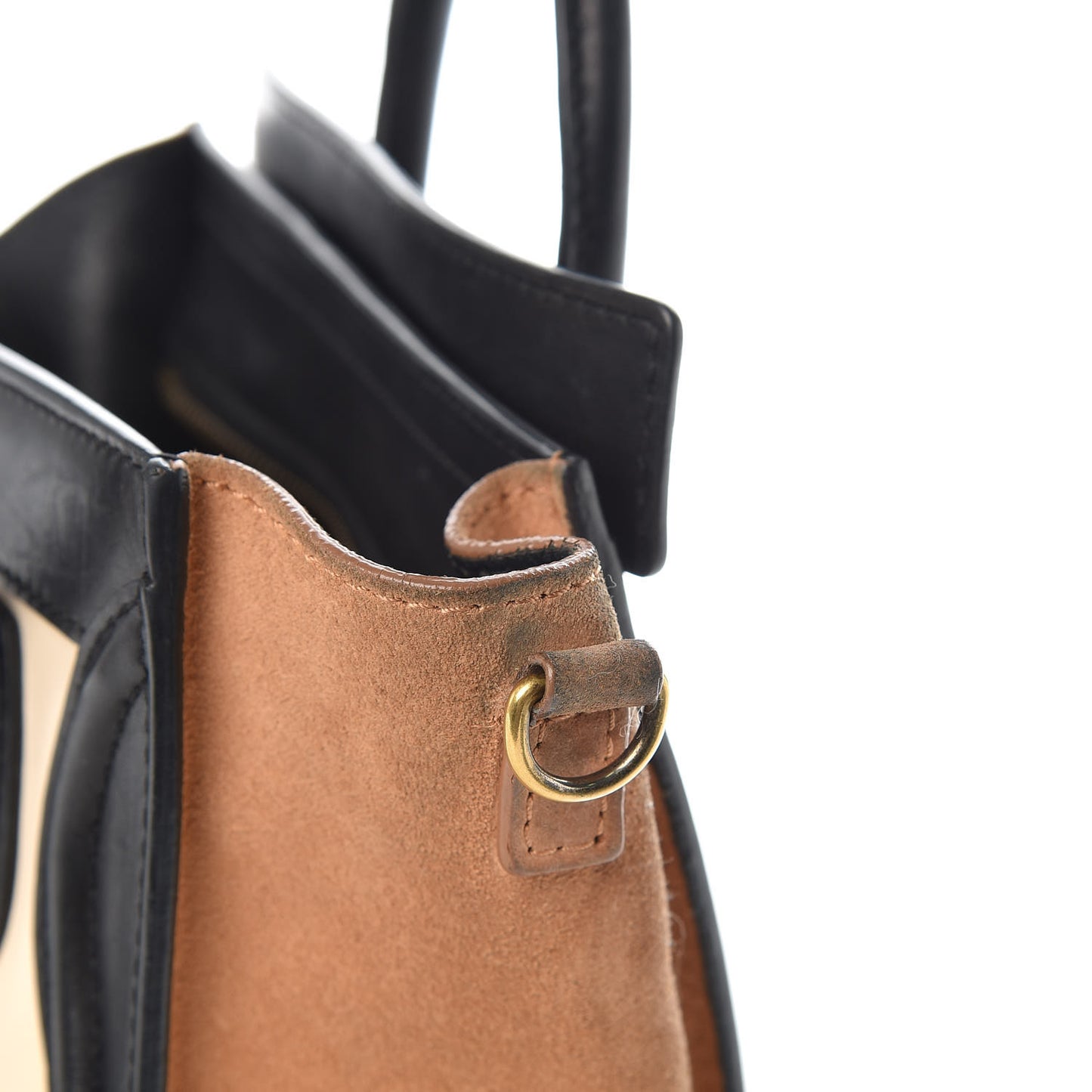 Satin Calfskin Suede Nano Tri-Color Luggage Seashell