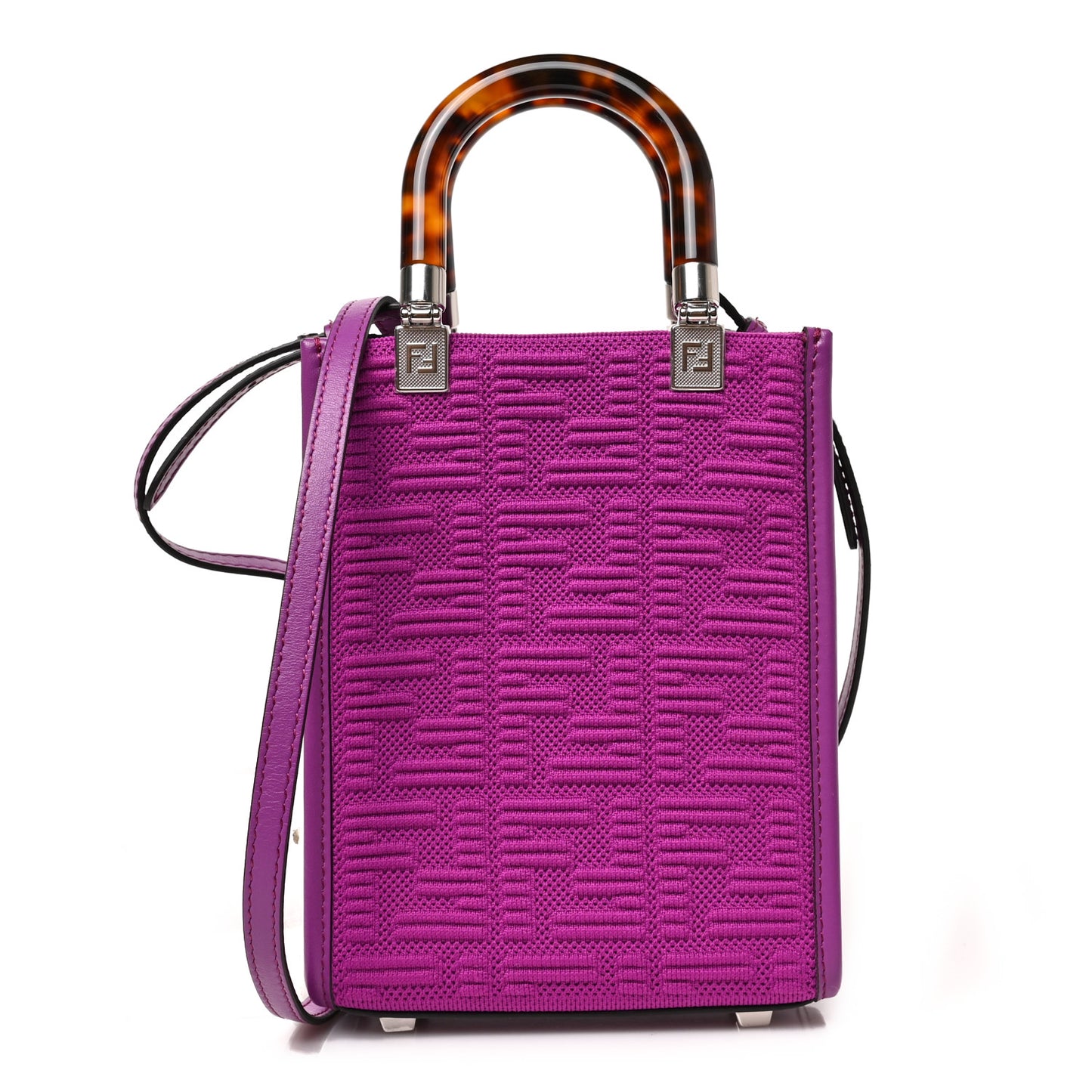Technical Fabric Vitello Ceylon Plexiglass FF Mini Fendi Sunshine Shopper Tote Bouganville