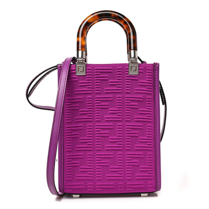 Fendi Technical Fabric Vitello Ceylon Plexiglass FF Mini Fendi Sunshine Shopper Tote Bouganville 1 of 8