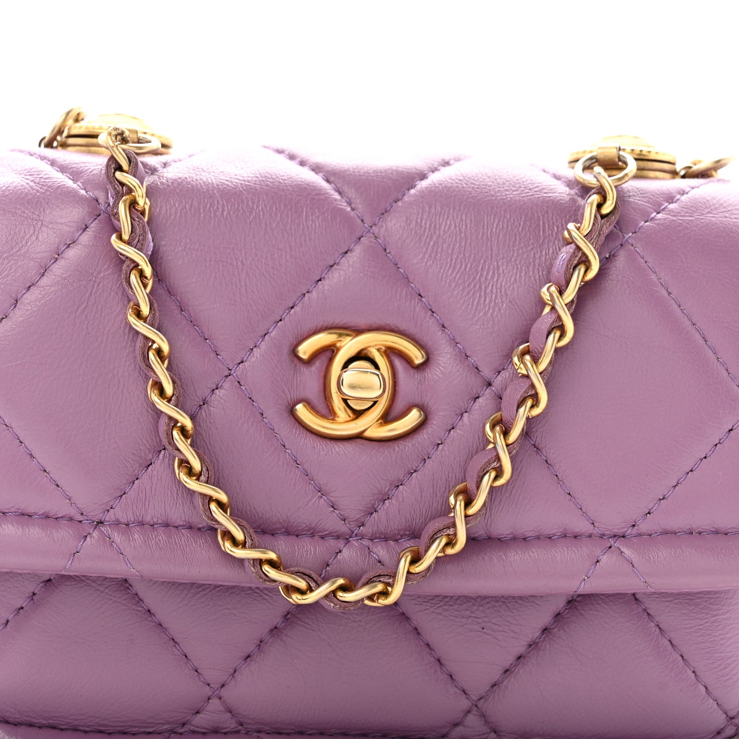 Chanel Shiny Lambskin Quilted Extra Mini Flap Purple 1862177