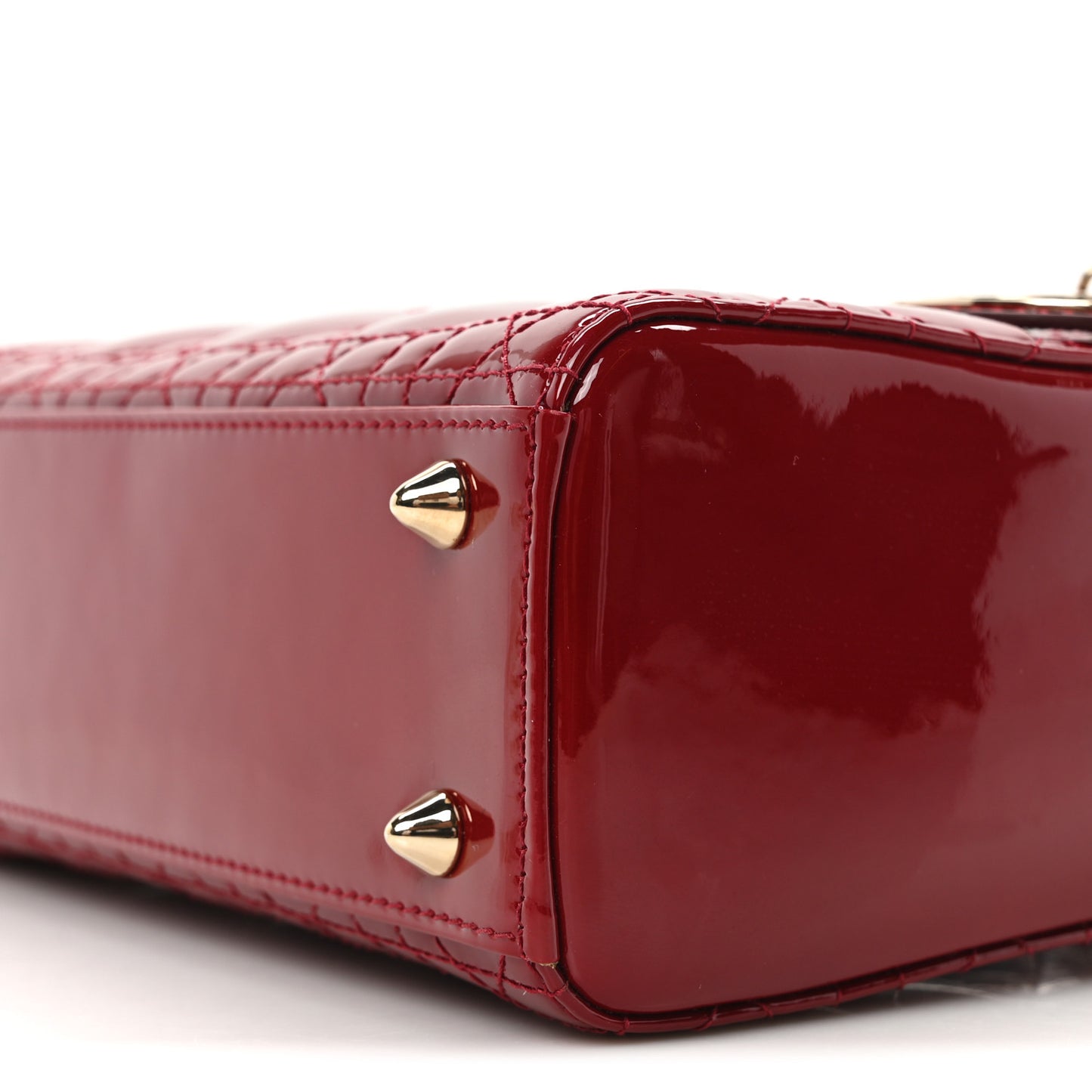 Patent Cannage Small Lady Dior Cherry Red