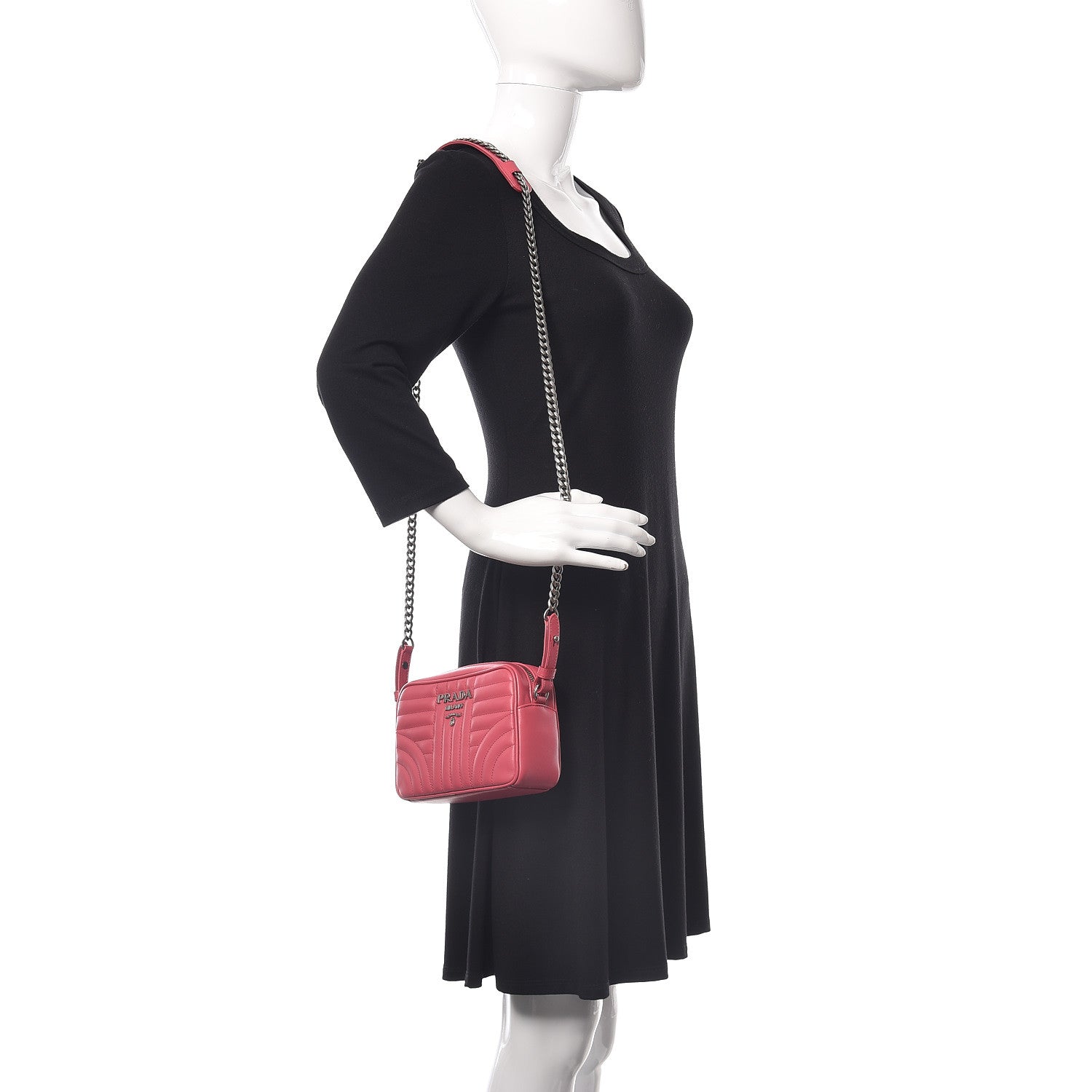 Prada Soft Calfskin Diagramme Crossbody Bag Peonia 2 of 9