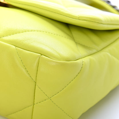 Chanel Shiny Lambskin Quilted Medium Chanel 19 Flap Neon Yellow 10 of 16