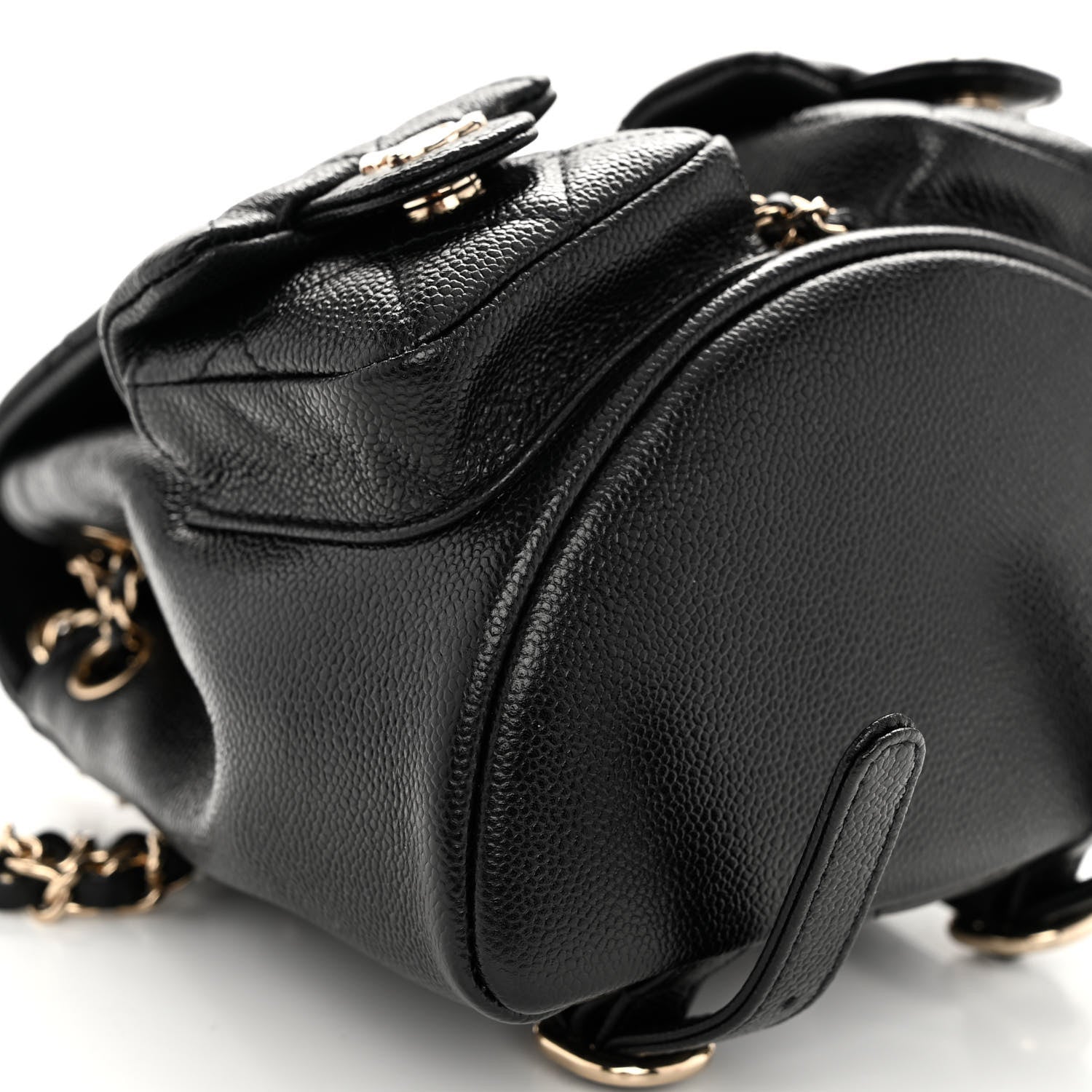 Chanel Shiny Caviar Quilted Small Duma Pockets Drawstring Backpack Black 9 of 10