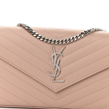 Saint Laurent Grain De Poudre Matelasse Chevron Cassandre Chain Wallet Pale Pink 7 of 11
