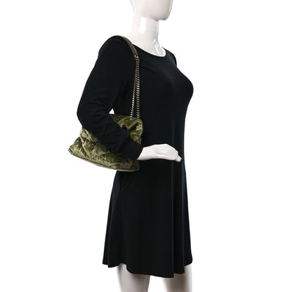 Saint Laurent Crushed Velvet Quilted Small Loulou Puffer Monogram Chain Satchel Green 3 of 8