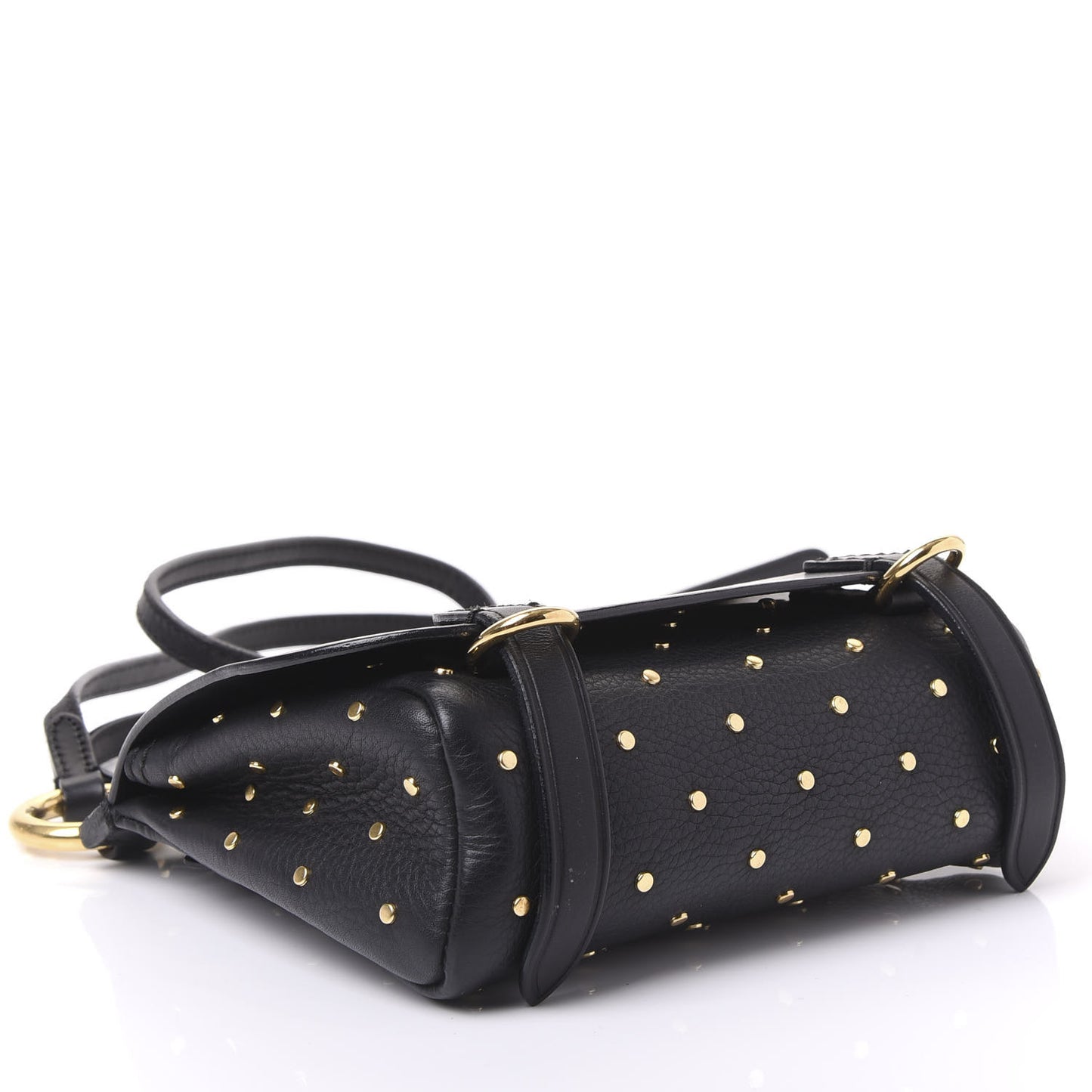 Soft Grain Calfskin Studded Baby Bridle Saddle Bag Black