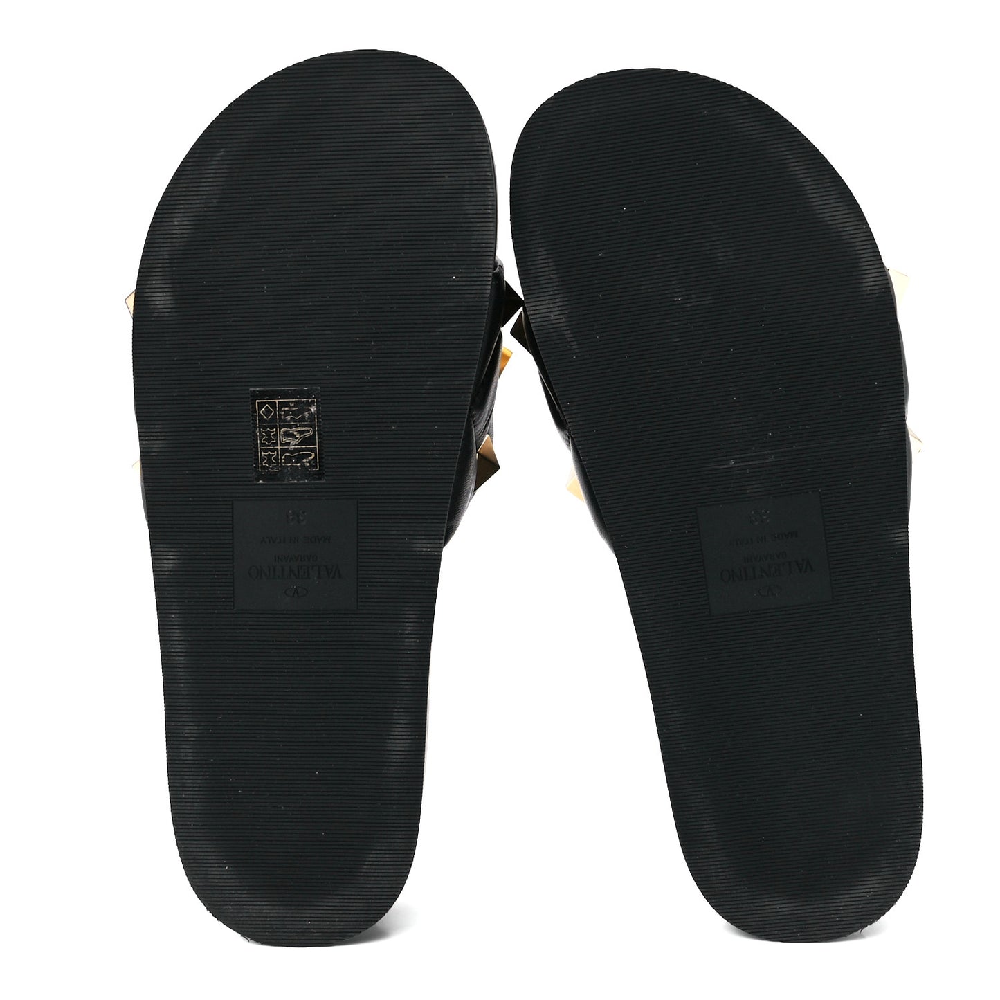 Nappa Roman Stud 30/50mm Platform Slide Sandals 38 Black