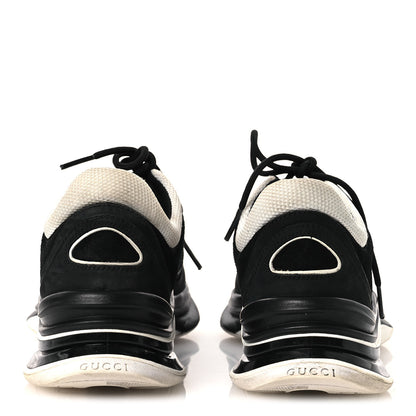 Gucci Technical Knit Fabric Suede Calfskin Womens Gucci Run Sneakers 38 Black White 6 of 12