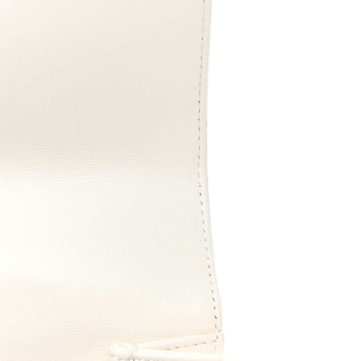 Shiny Calfskin Quilted Small Chain Top Handle Flap White