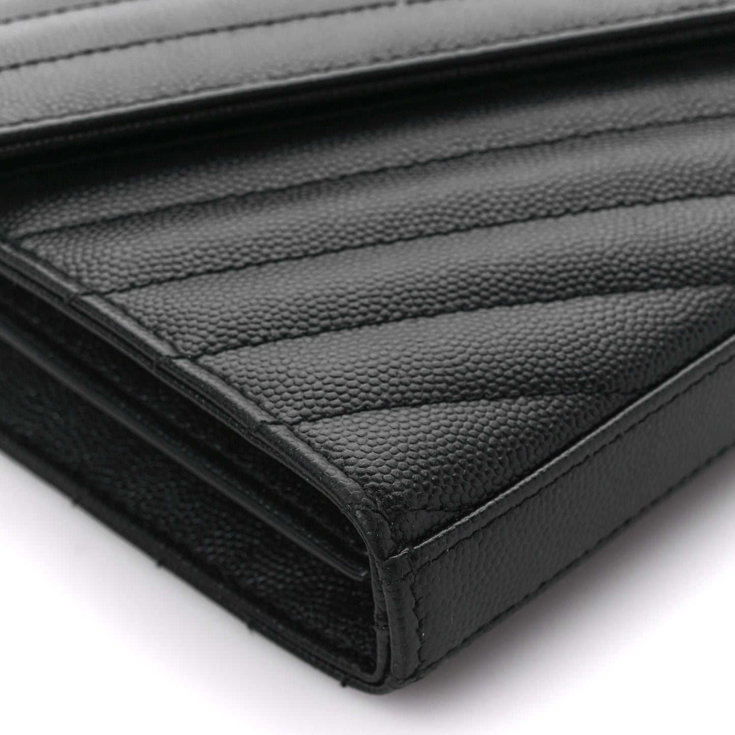 Grain De Poudre Matelasse Chevron Monogram Chain Wallet Black