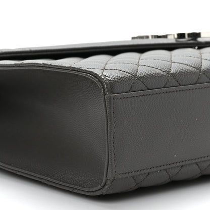 Saint Laurent Grain De Poudre Textured Mixed Matelasse Large Triquilt Monogram Satchel Earth 9 of 10
