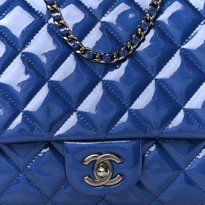 Chanel Patent Quilted Clutch with Chain Flap Blue 9 of 11