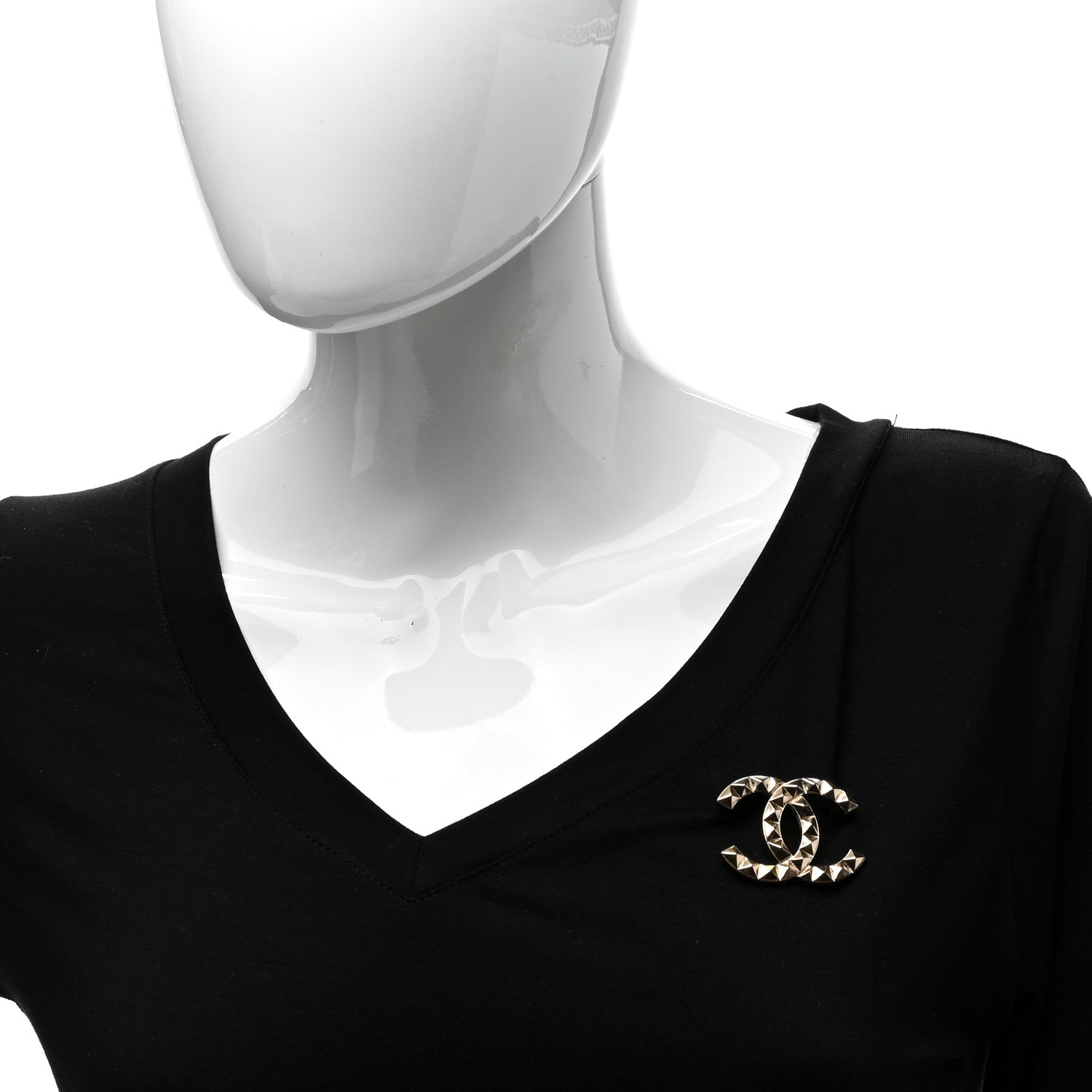 Chanel Studded CC Pin Brooch Gold 2 of 4