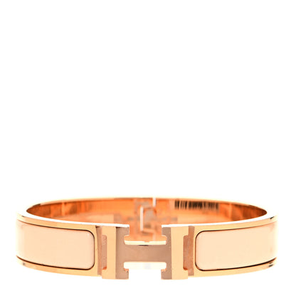 Hermes Enamel Narrow Clic Clac H Bracelet PM Beige Nacre 1 of 4