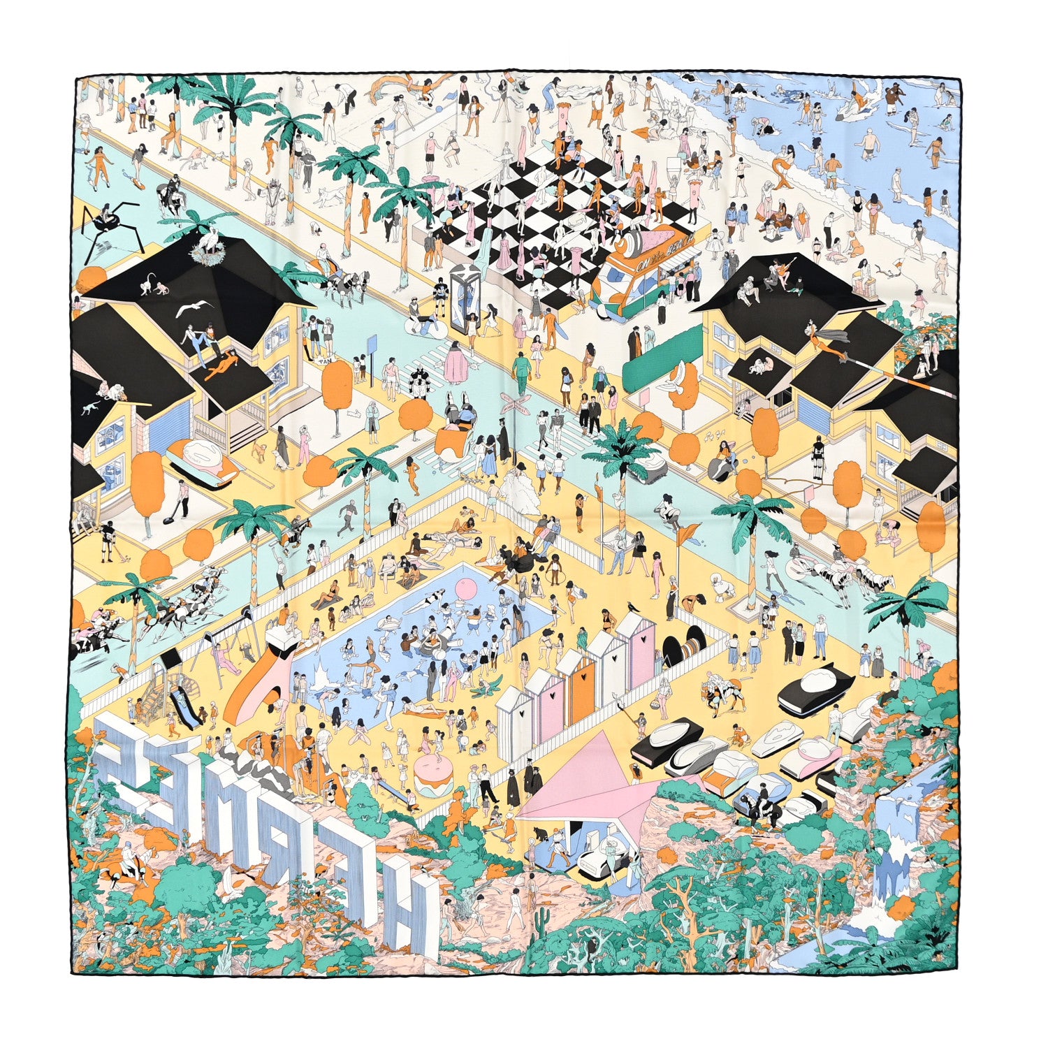 Hermes Silk On The Beach Scarf 90 Creme Menthol Ebene 1 of 12