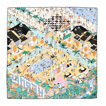 Hermes Silk On The Beach Scarf 90 Creme Menthol Ebene 1 of 12