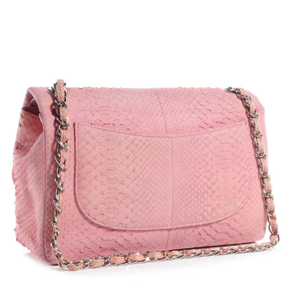 Chanel Matte Python Jumbo Double Flap Pink 3 of 8