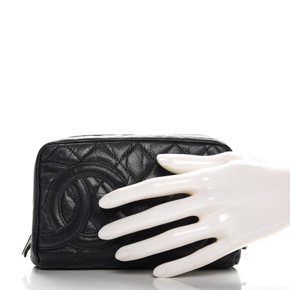 Chanel Aged Calfskin Quilted Cambon Cosmetic Case Black 2 of 10