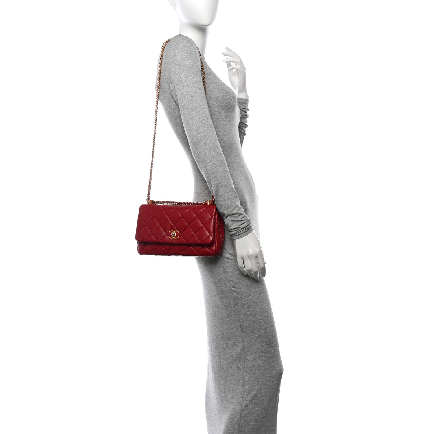 Chanel Shiny Lambskin Quilted Multi Stand Flap Dark Red 2 of 12