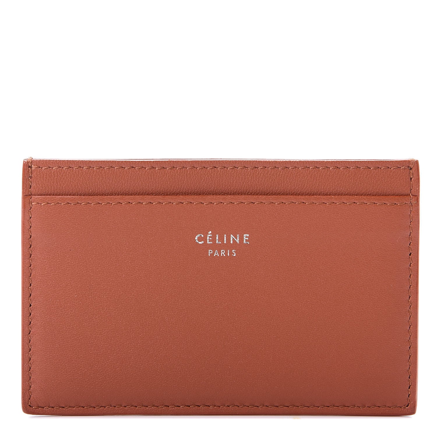 Celine Smooth Lambskin Bi-Color Solo Card Holder Terracotta Black 1 of 9