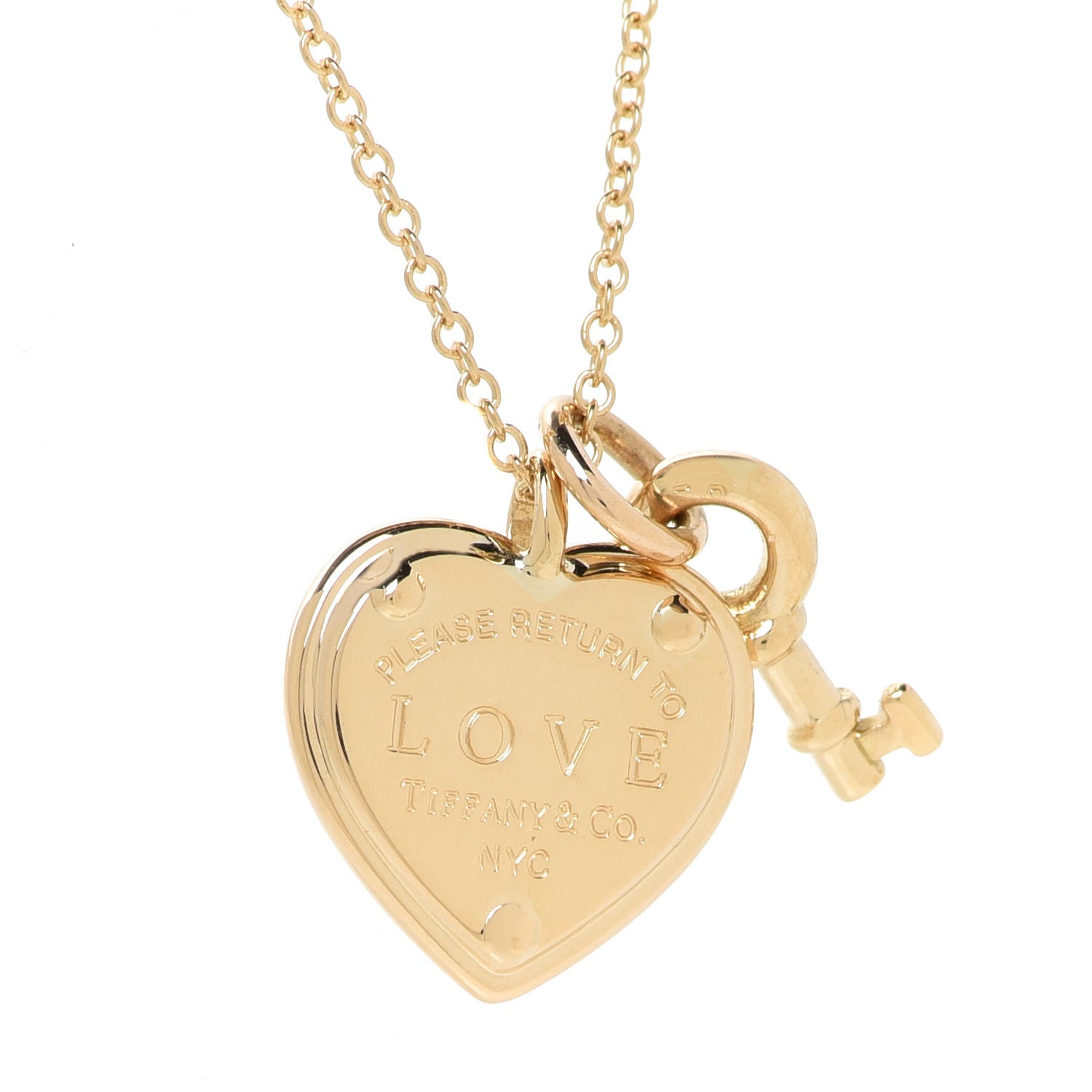 Tiffany 18K Yellow Gold Return To Tiffany Love Heart Tag Key Pendant Necklace 5 of 6
