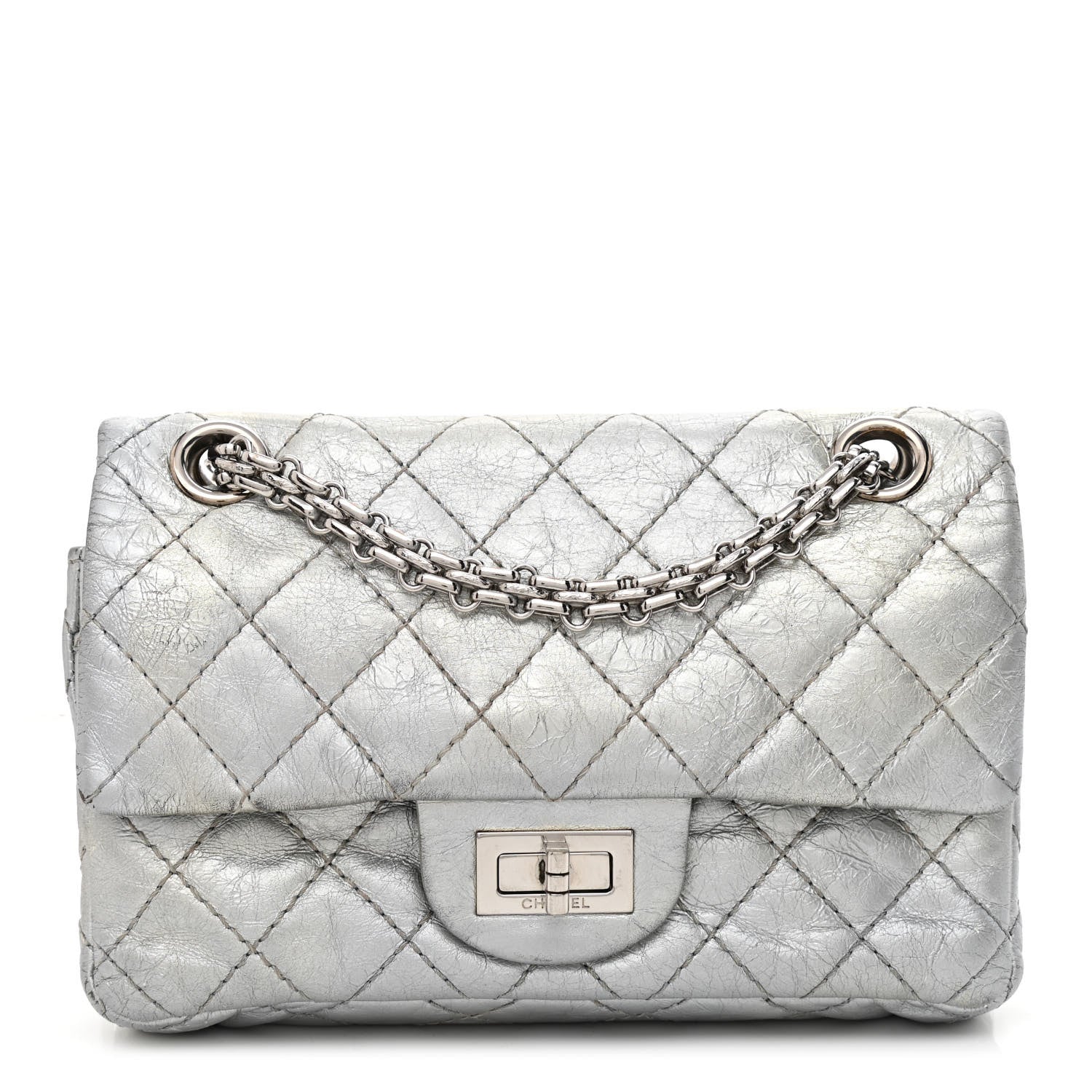 Chanel Metallic Aged Calfskin Quilted 2.55 Reissue 224 Flap Silver 1 of 10