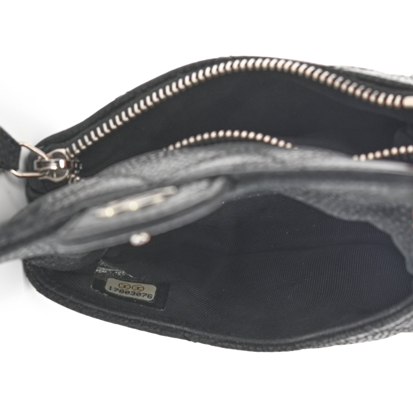 Iridescent Caviar Quilted Coin Purse Black