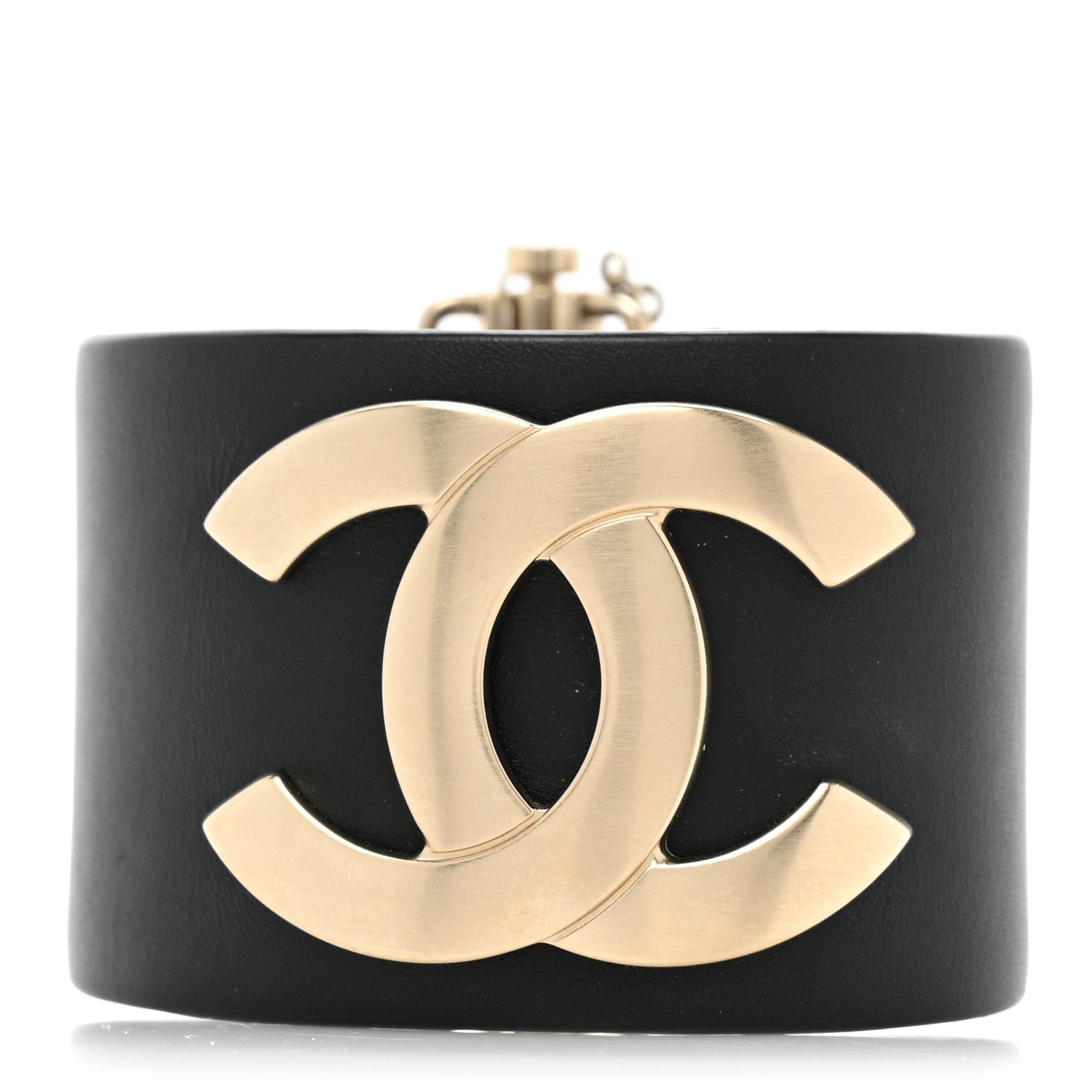 Chanel Calfskin CC Wide Cuff M Black Gold 1 of 7