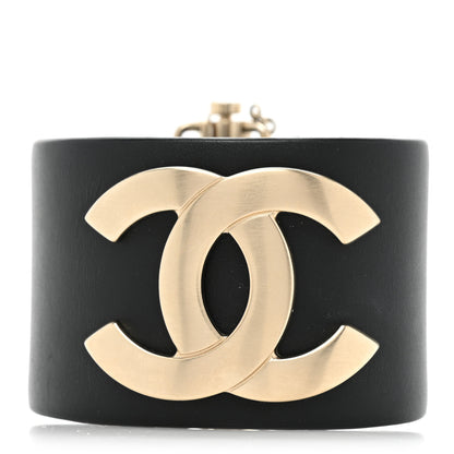 Chanel Calfskin CC Wide Cuff M Black Gold 1 of 7