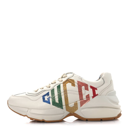 Gucci Calfskin Glitter Game Logo Womens Rhyton Sneakers 37.5 Mystic White 1 of 11