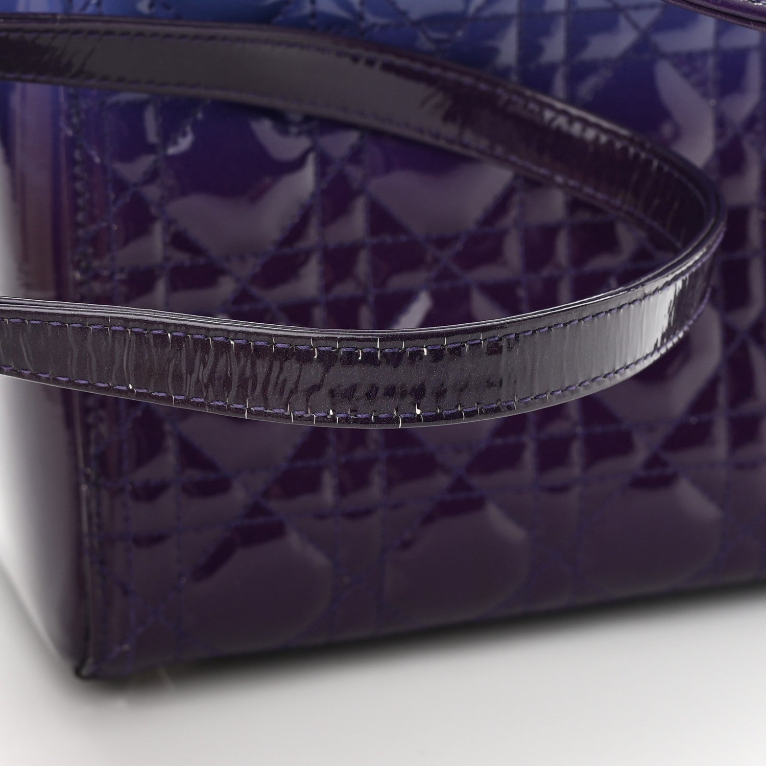 Christian Dior Patent Cannage Gradient Medium Lady Dior Purple Blue 23 of 26