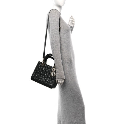 Christian Dior Lambskin Cannage Medium Lady Dior Black 2 of 10