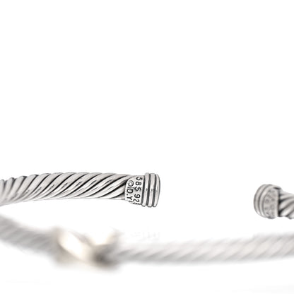 David Yurman Sterling Silver 14K Yellow Gold 5mm X Station Cable Bracelet 4 of 4