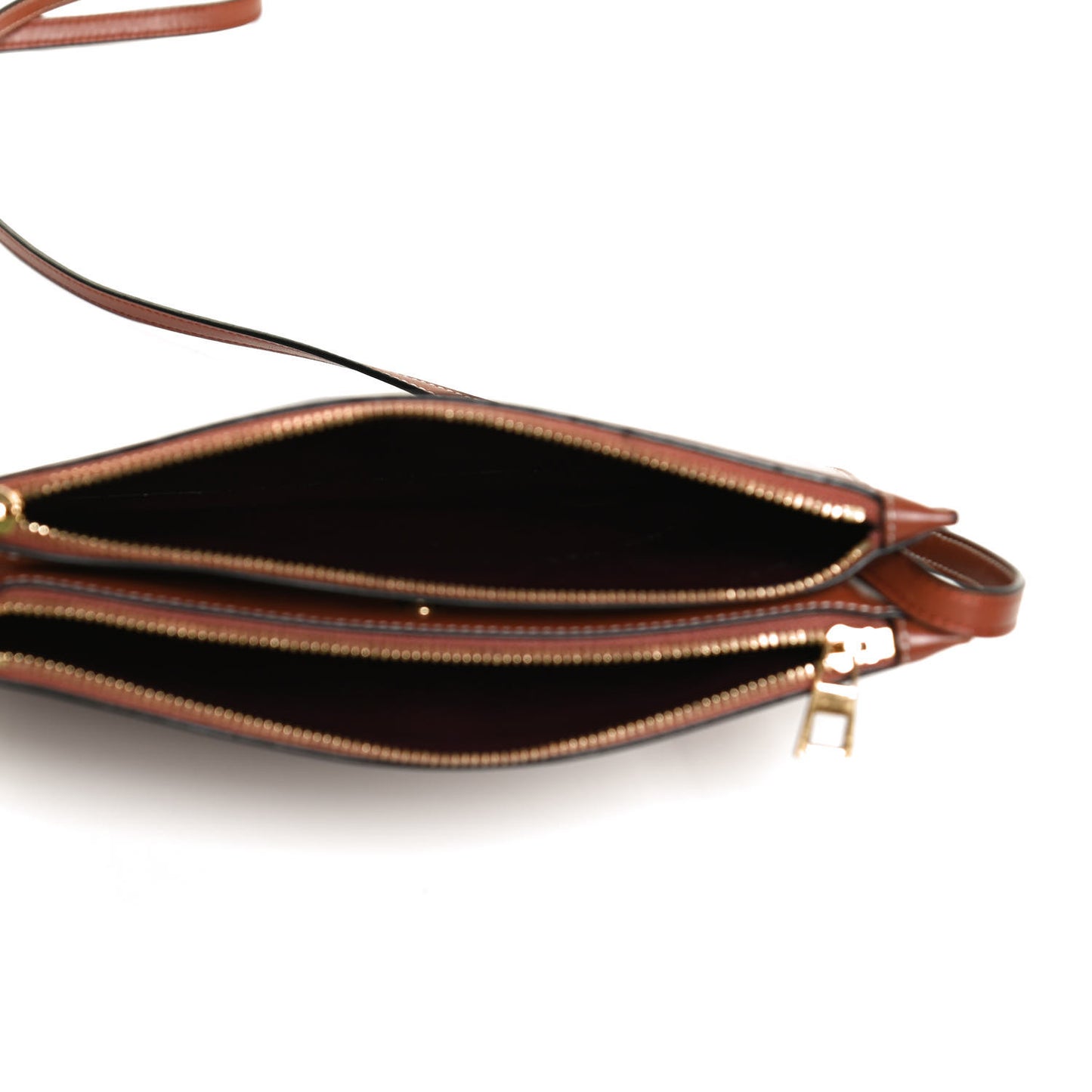Calfskin Gate Double Zip Pouch Crossbody Brick