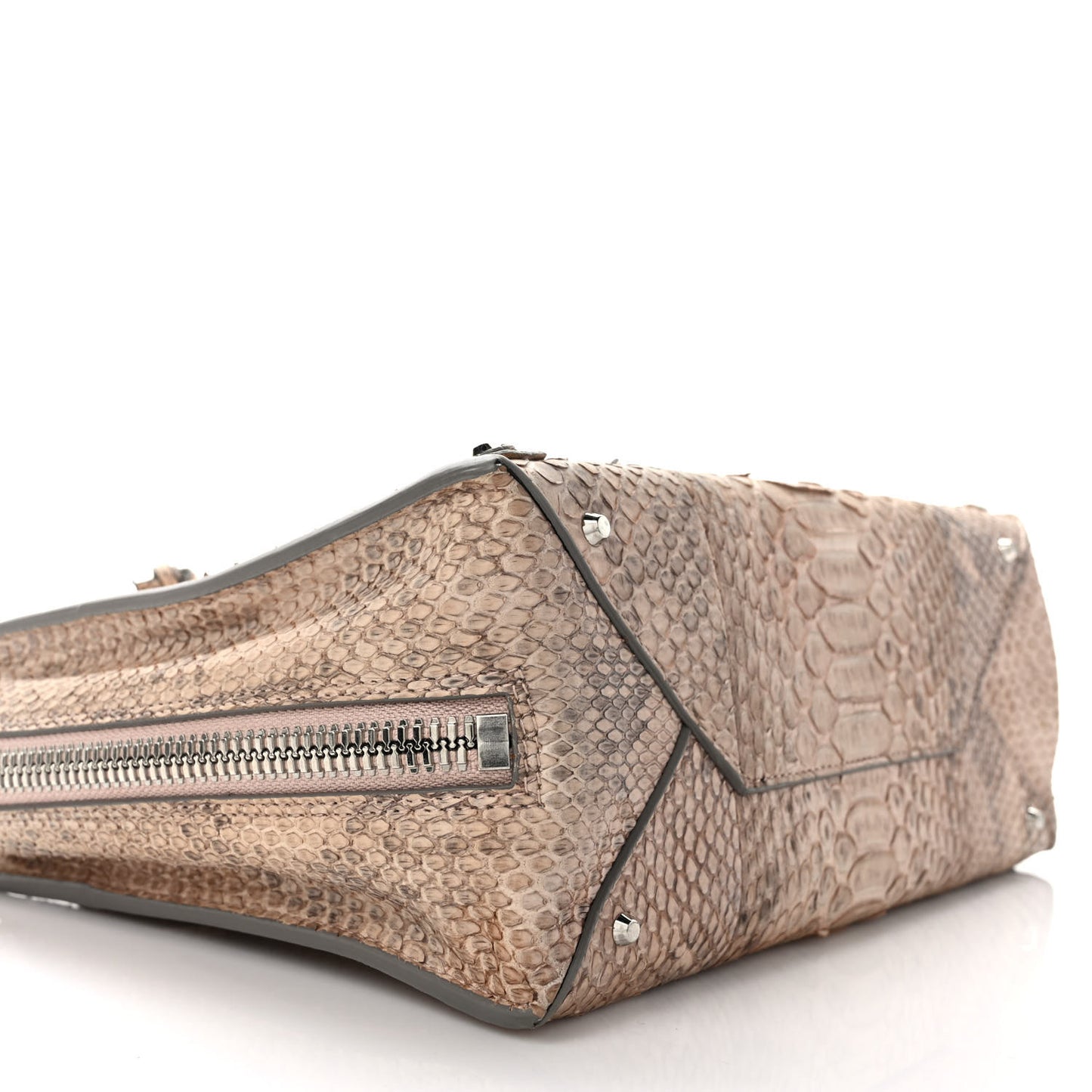 Snakeskin A6 Zip Around Tote Cream