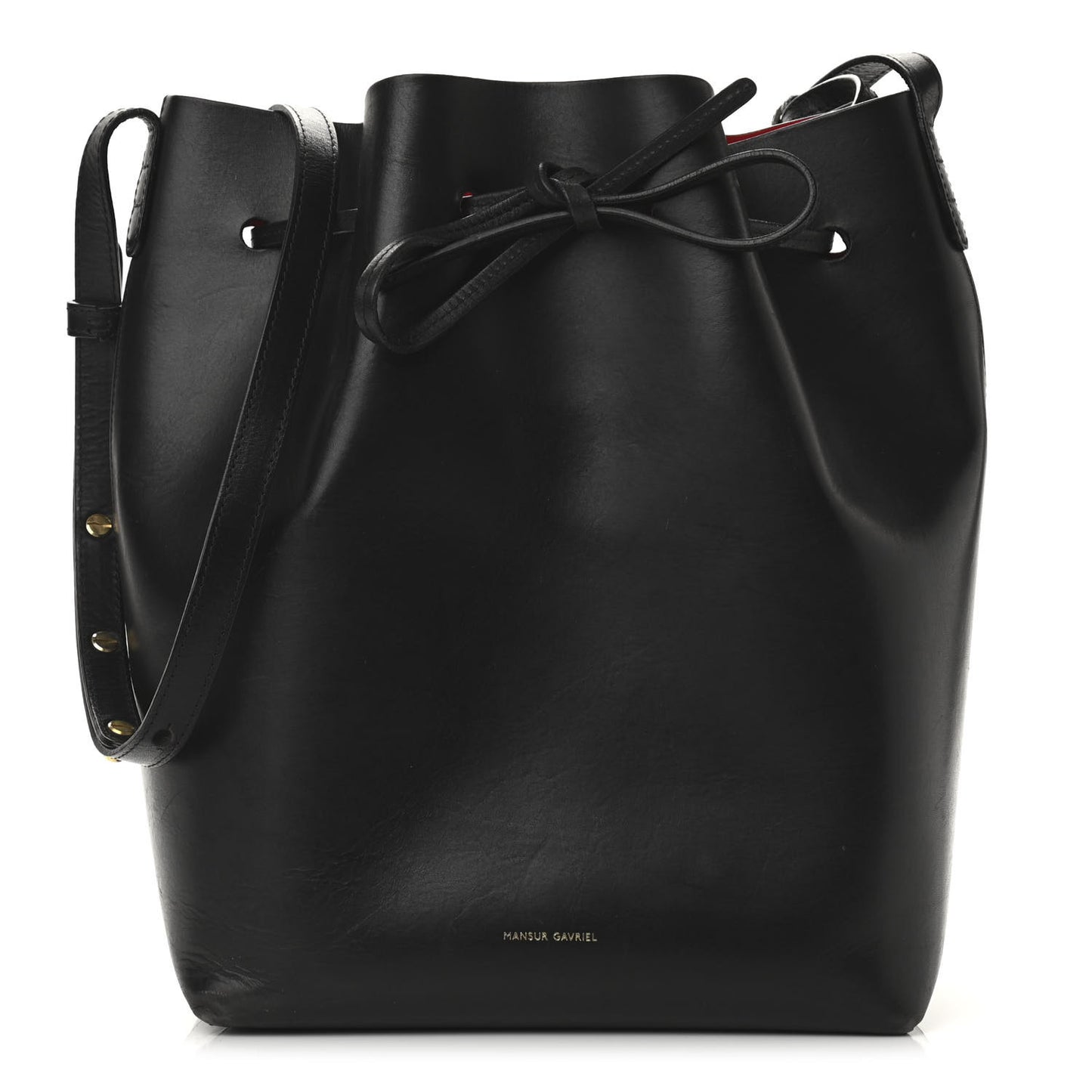 Vegetable Tanned Calfskin Bucket Bag Black Flamma