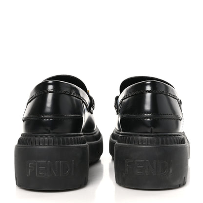 Fendi Vitello Abrasivato Fendigraphy 50mm Loafers 38.5 Black 5 of 12