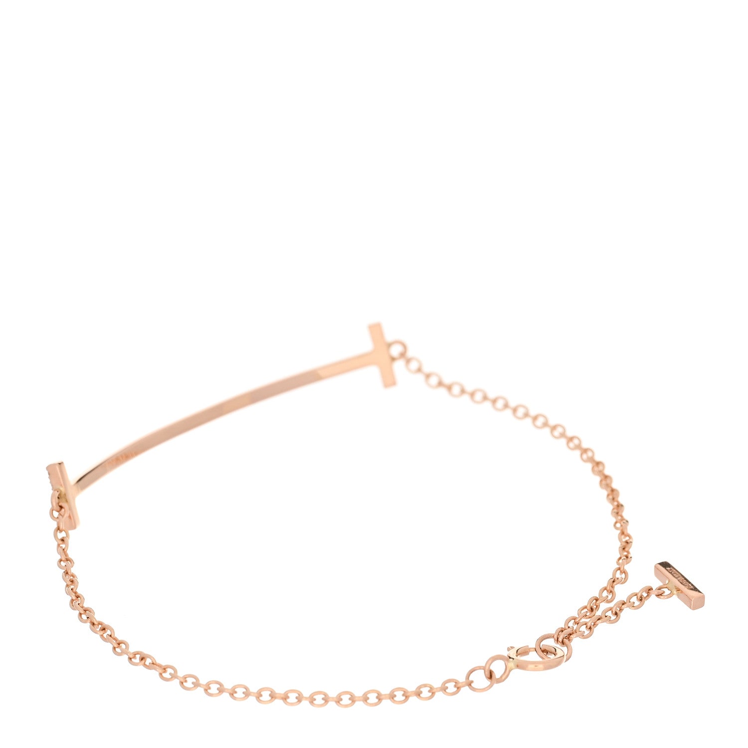 Tiffany 18K Rose Gold Diamond T Smile Bracelet 2 of 5