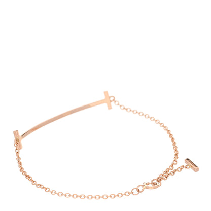 Tiffany 18K Rose Gold Diamond T Smile Bracelet 2 of 5