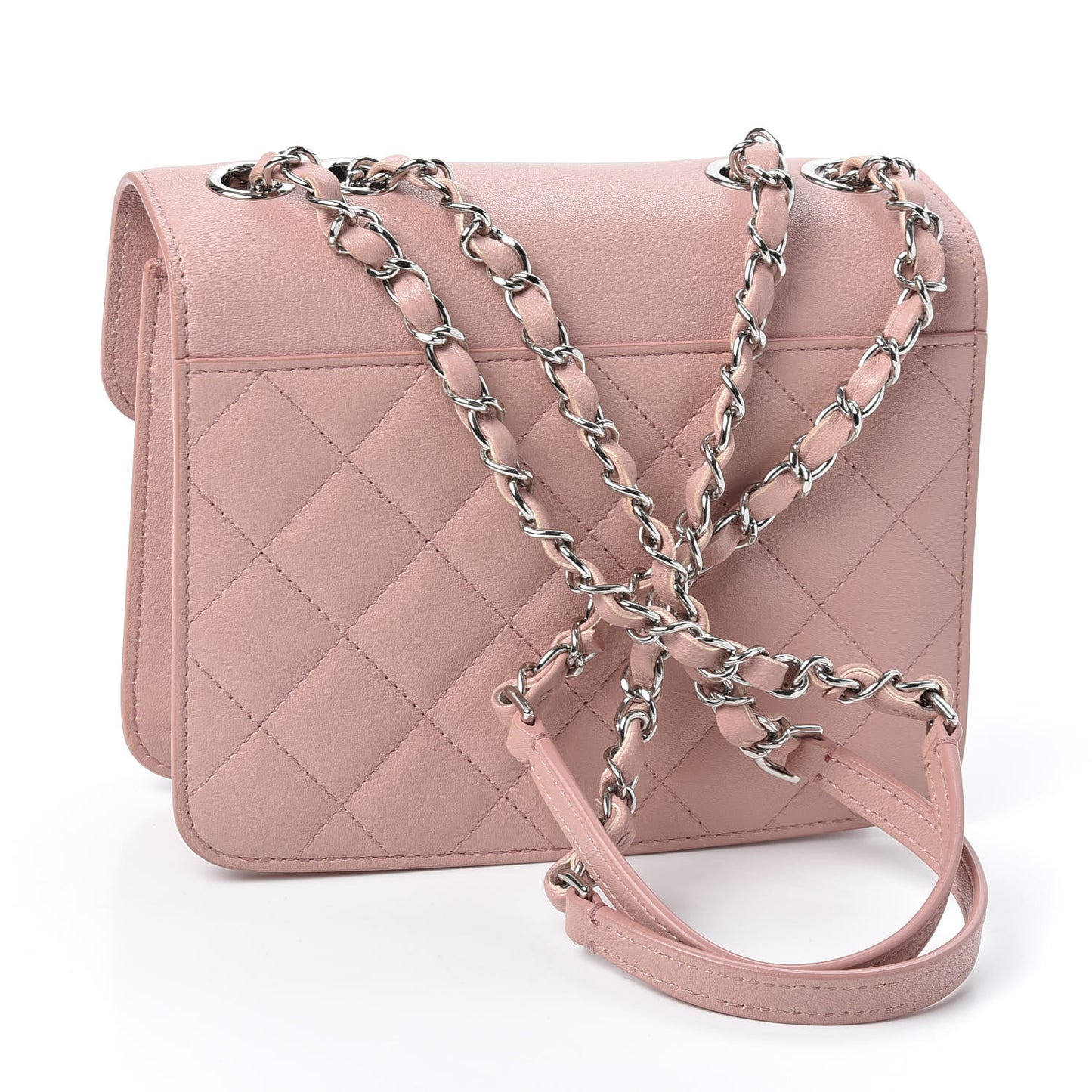 Calfskin Quilted Small CC Box Flap Pink