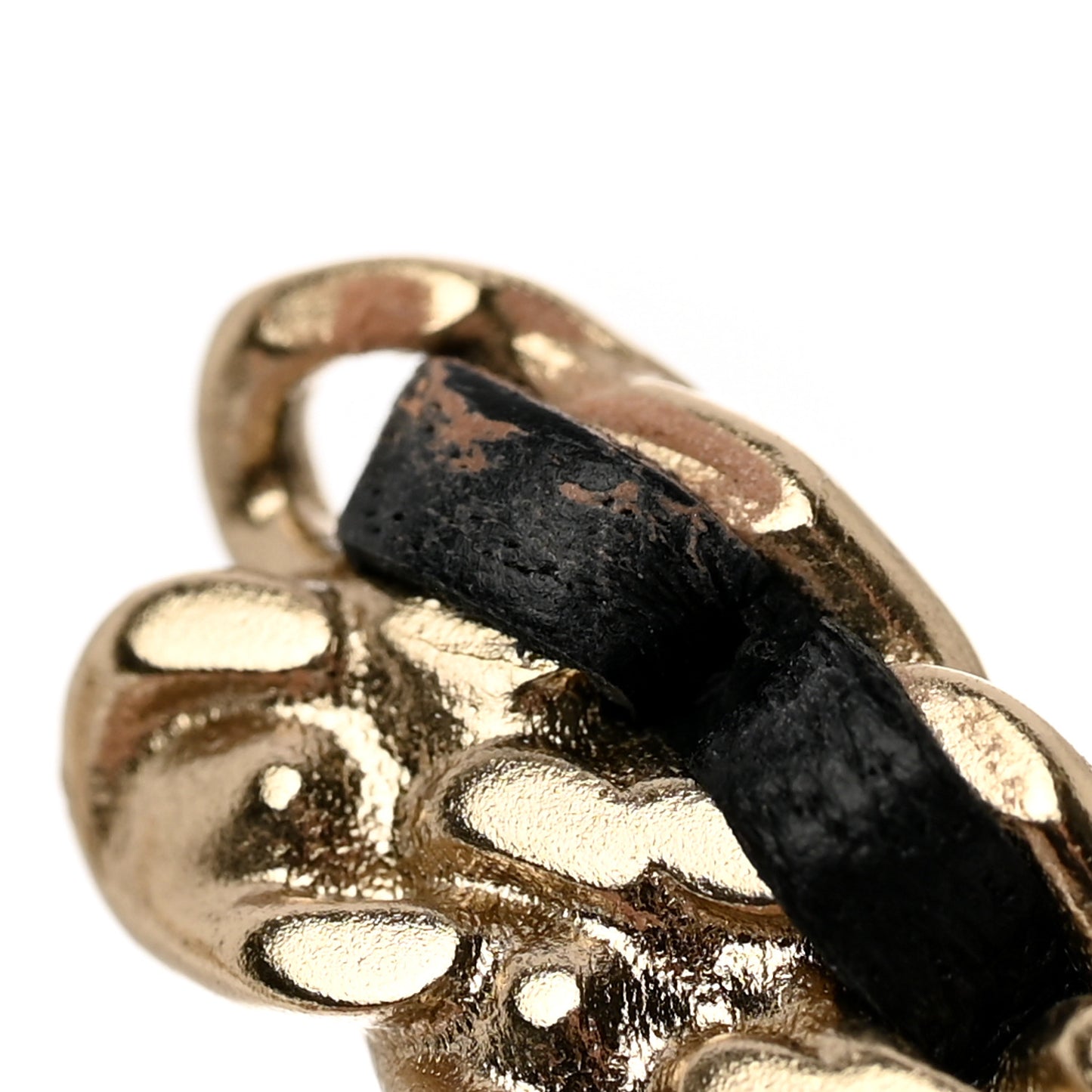 Crystal Lambskin Chain CC Vintage Allure Stud Earrings Black Gold