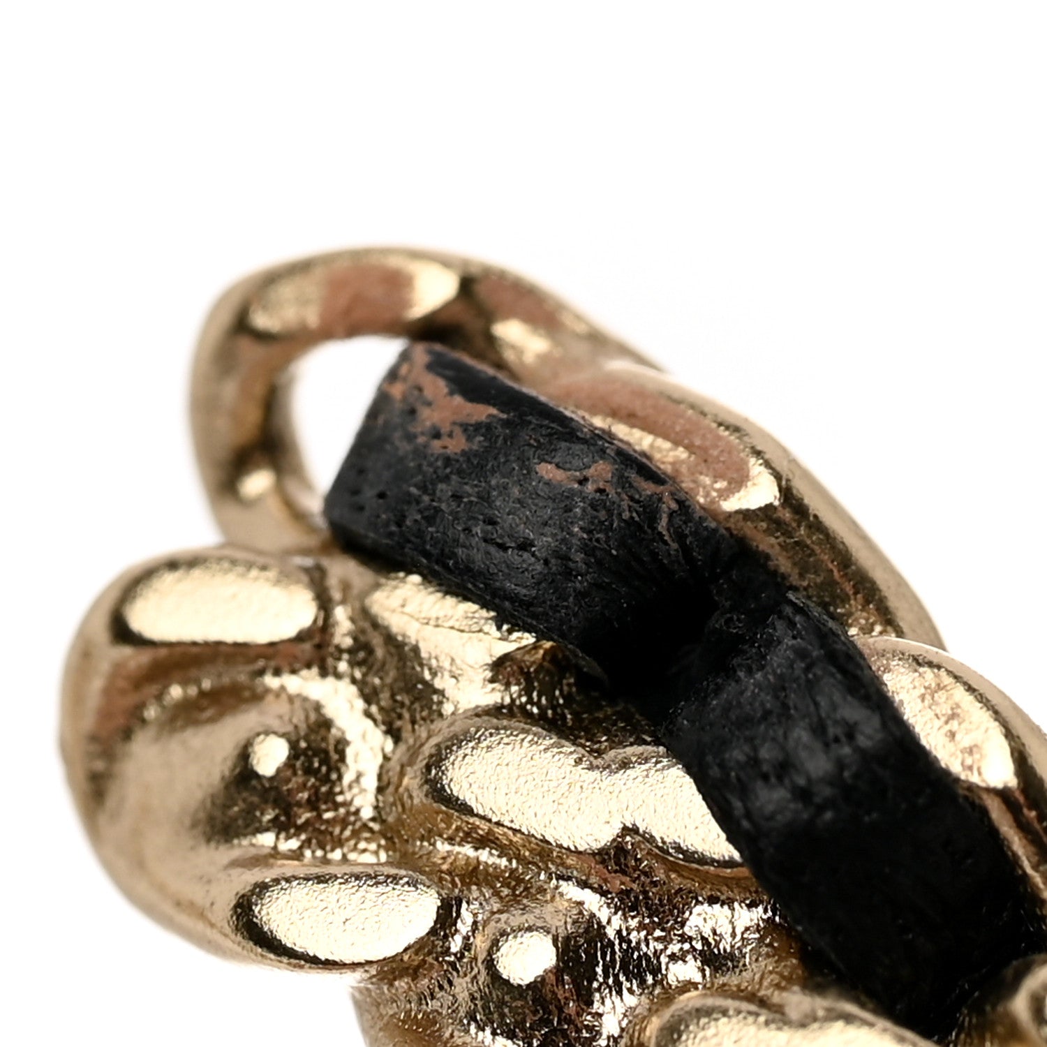 Chanel Crystal Lambskin Chain CC Vintage Allure Stud Earrings Black Gold 7 of 8