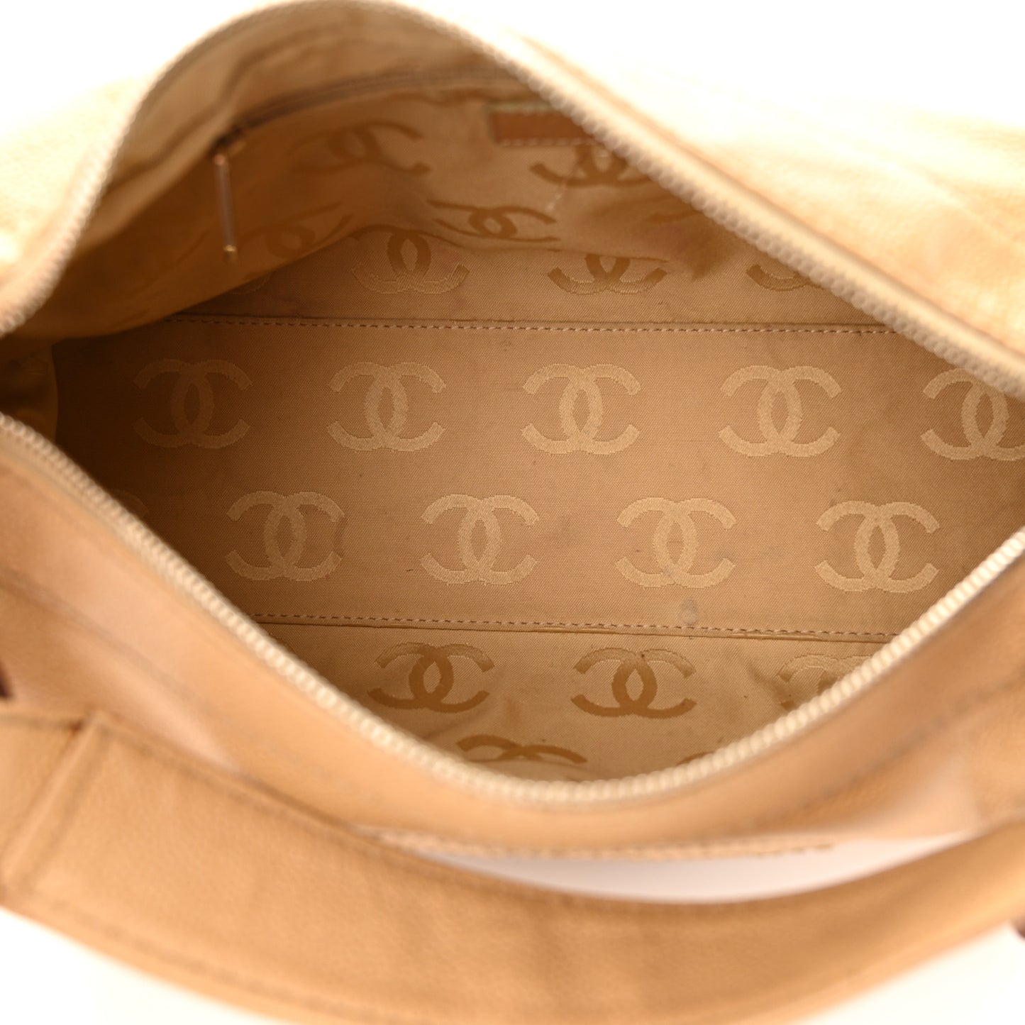 Caviar CC Wood Chain Hobo Beige