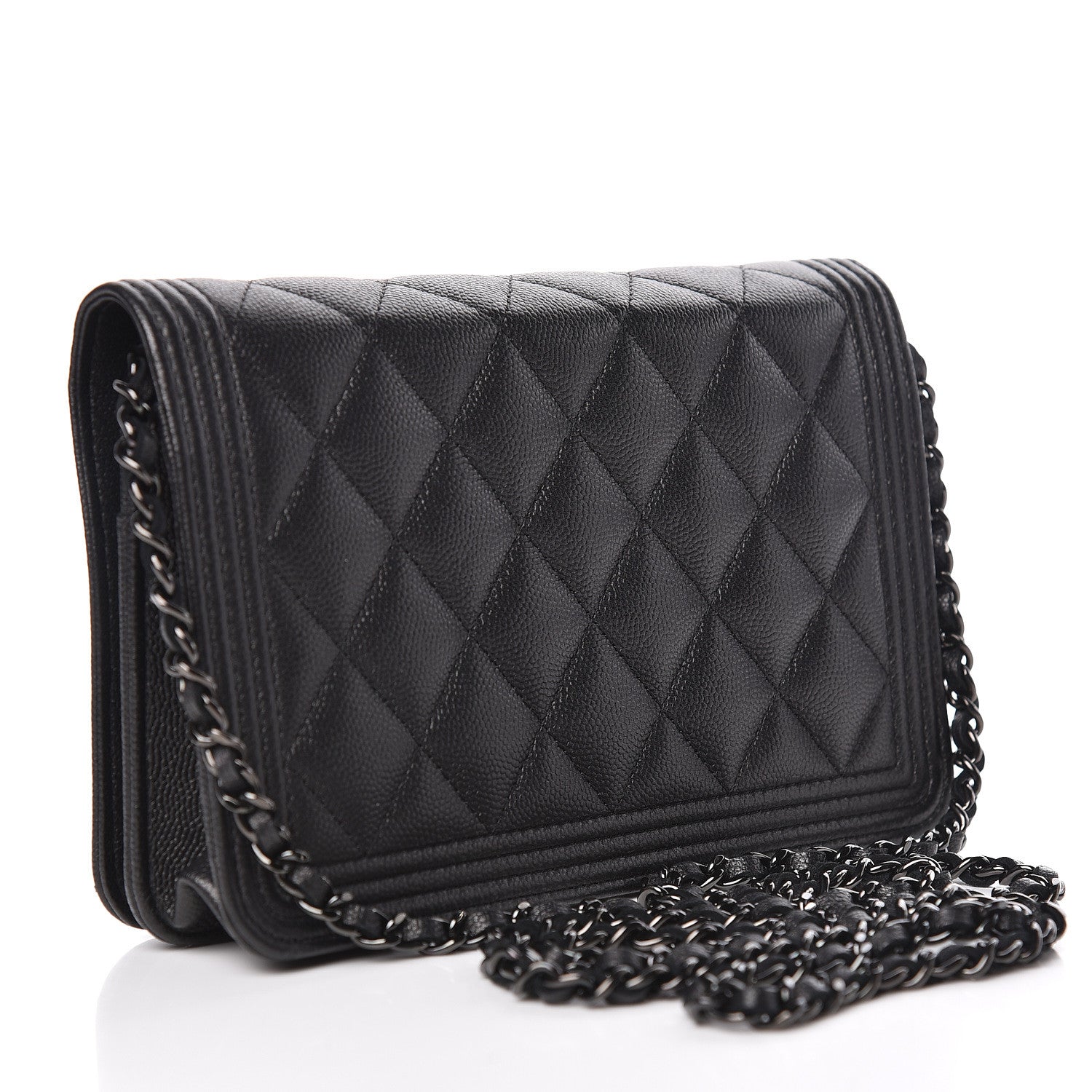 Chanel Caviar Quilted Boy Wallet On Chain WOC So Black 3 of 14
