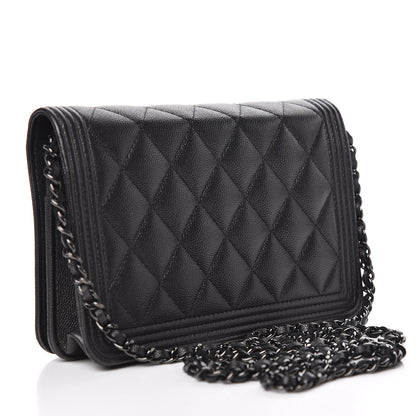 Chanel Caviar Quilted Boy Wallet On Chain WOC So Black 3 of 14