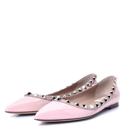 Valentino Garavani Patent Rockstud Ballerina Flats 37 Water Rose Poudre 2 of 4